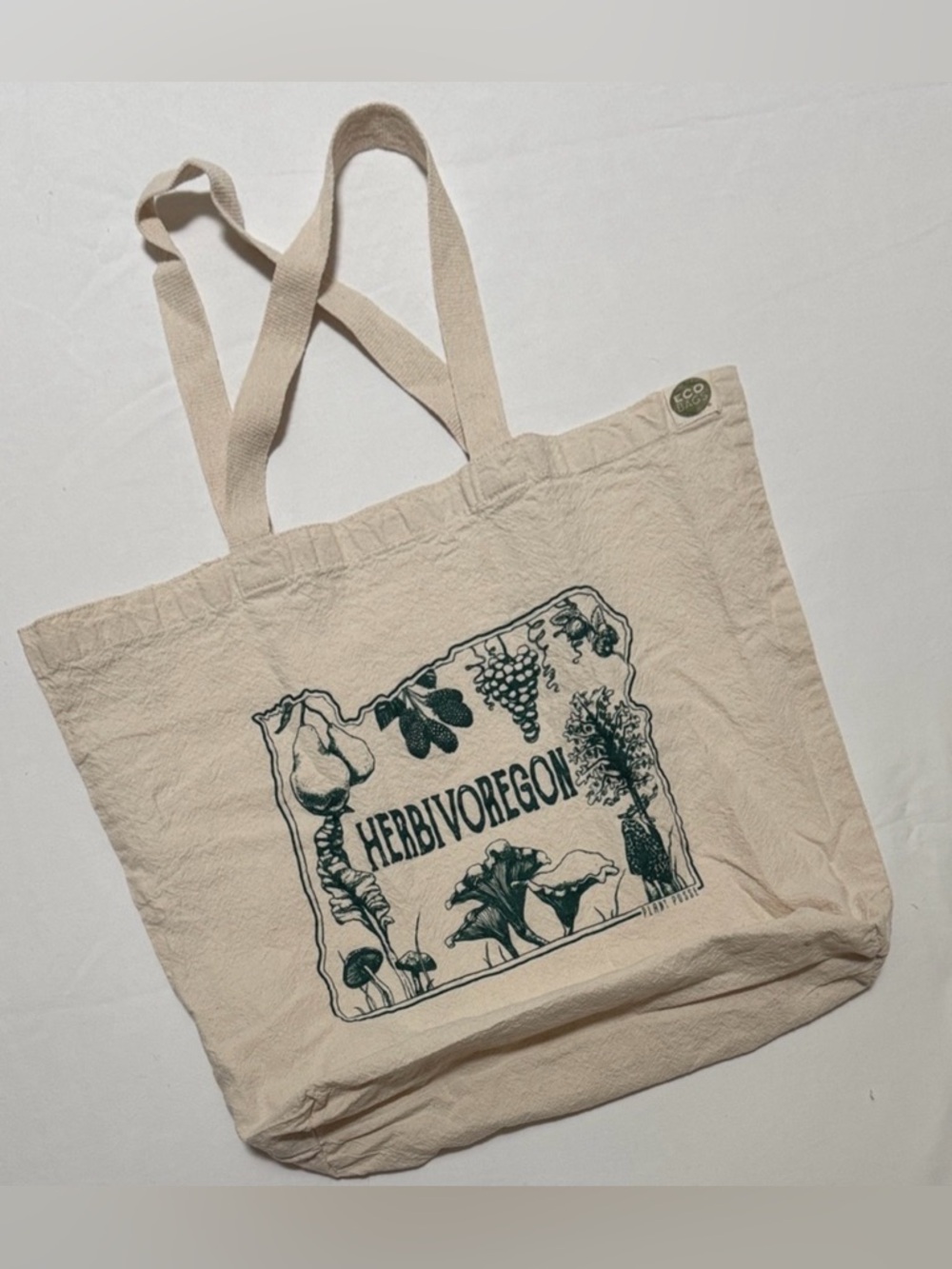 ECO BAGS Tote MARKET BAG Oregon HERBIVOREGON PLANT 100% Recycled Cotton Green